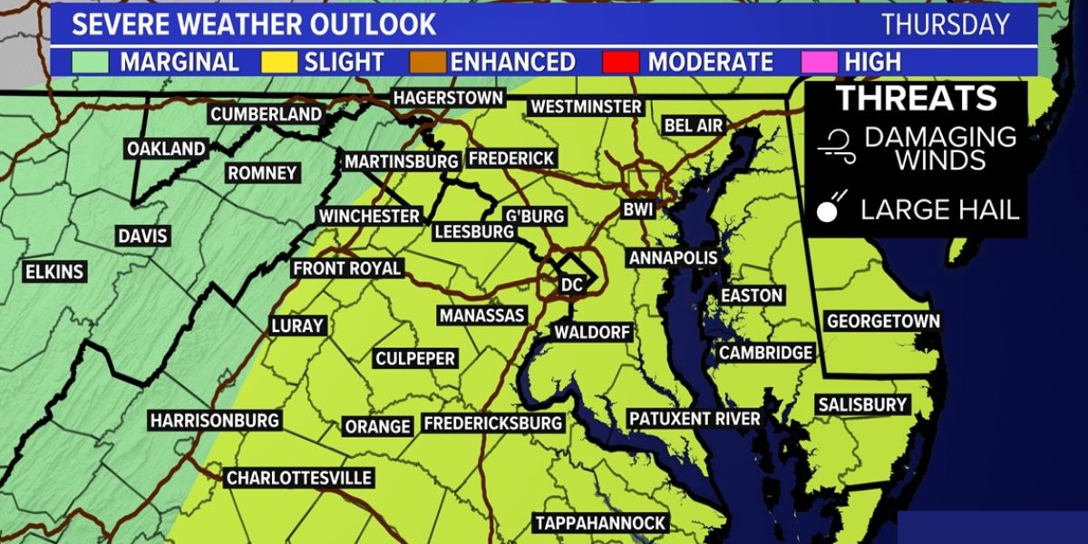 DMV Weather Alert! Prepare For Isolated Severe Storms On Thursday